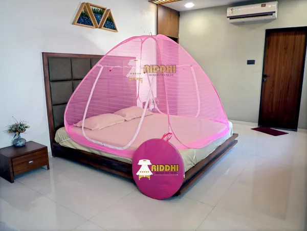 Jacquard_Printed_Pop_Up_Double_Bed_Mosquito_Net_Pink