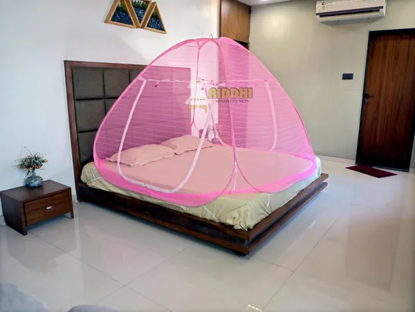 Jacquard_Printed_Pop_Up_Double_Bed_Mosquito_Net_Pink