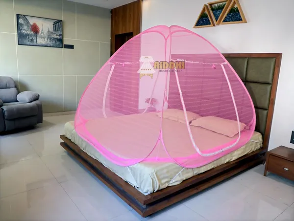 Jacquard_Printed_Pop_Up_Double_Bed_Mosquito_Net_Pink