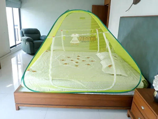 Jacquard_Print_Pop_Up_Double_Bed_Mosquito_Net_Parrot