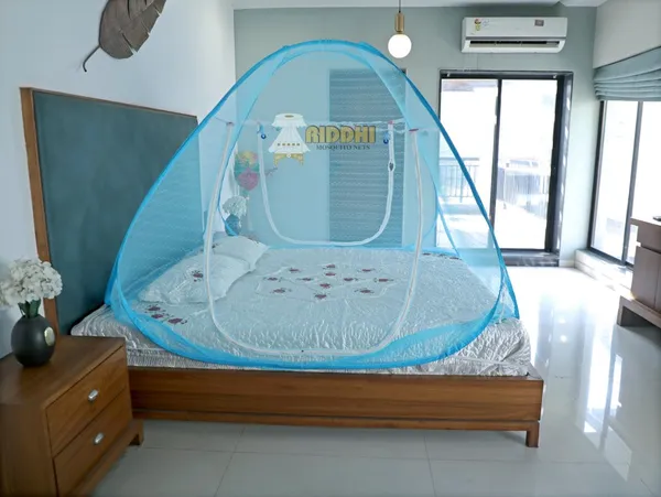 Jacquard_Printed_Pop_Up_Double_Bed_Mosquito_Net_Sky_Blue