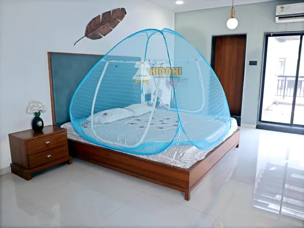 Jacquard_Printed_Pop_Up_Double_Bed_Mosquito_Net_Sky_Blue