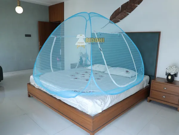 Jacquard_Printed_Pop_Up_Double_Bed_Mosquito_Net_Sky_Blue