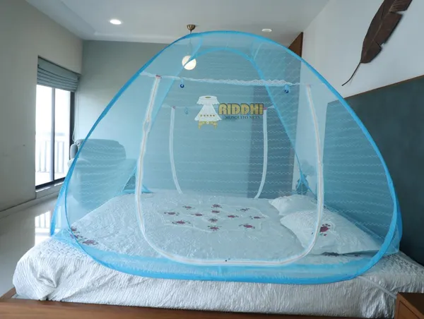 Jacquard_Printed_Pop_Up_Double_Bed_Mosquito_Net_Sky_Blue