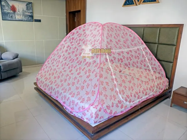 Mesh_Tent_Floral_Print_Pop_Up_Double_Bed_Mosquito_Net_Pink