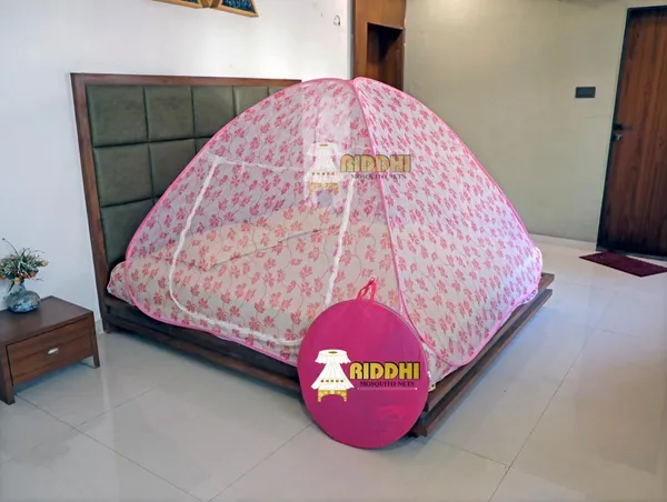 Mesh_Tent_Floral_Print_Pop_Up_Double_Bed_Mosquito_Net_Pink