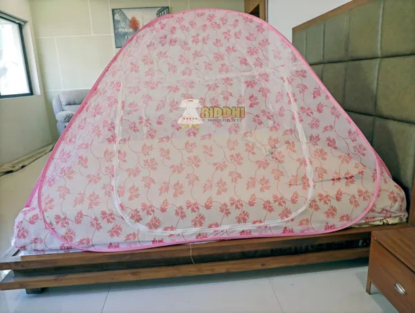 Mesh_Tent_Floral_Print_Pop_Up_Double_Bed_Mosquito_Net_Pink