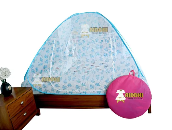 Mesh_Tent_Floral_Print_Pop_Up_Double_Bed_Mosquito_Net_Light_Blue