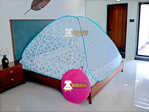 Mesh_Tent_Floral_Print_Pop_Up_Double_Bed_Mosquito_Net_Light_Blue