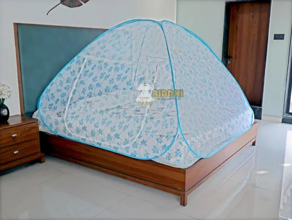 Mesh_Tent_Floral_Print_Pop_Up_Double_Bed_Mosquito_Net_Light_Blue