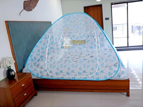 Mesh_Tent_Floral_Print_Pop_Up_Double_Bed_Mosquito_Net_Light_Blue