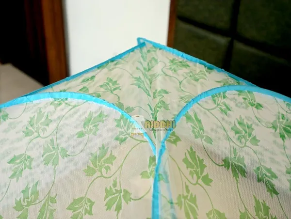 Mesh_Floral_Print_Double_Bed_Mosquito_Net_Light_Green