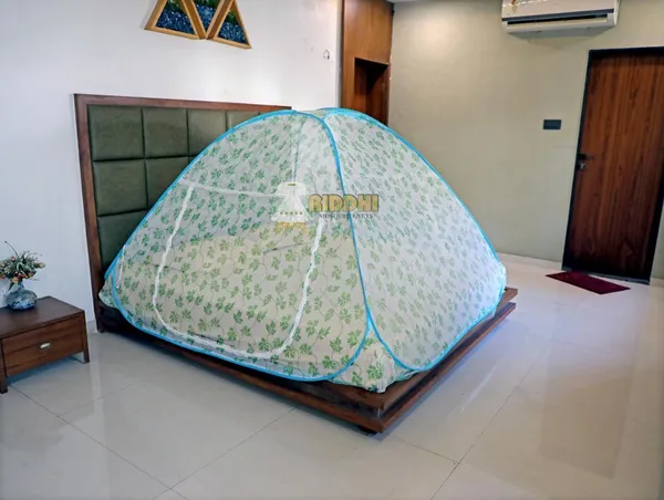 Mesh_Floral_Print_Double_Bed_Mosquito_Net_Light_Green