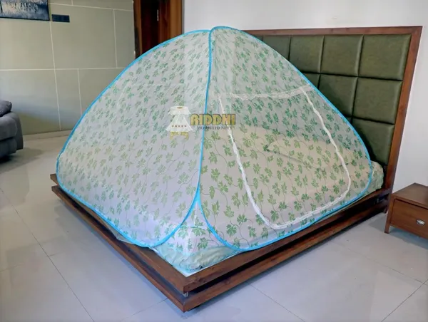 Mesh_Floral_Print_Double_Bed_Mosquito_Net_Light_Green