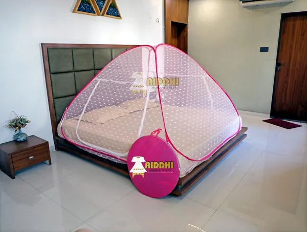 Jacquard_Pop_Up_Double_Bed_Mosquito_Net_Pink