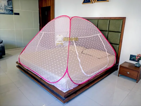 Jacquard_Pop_Up_Double_Bed_Mosquito_Net_Pink