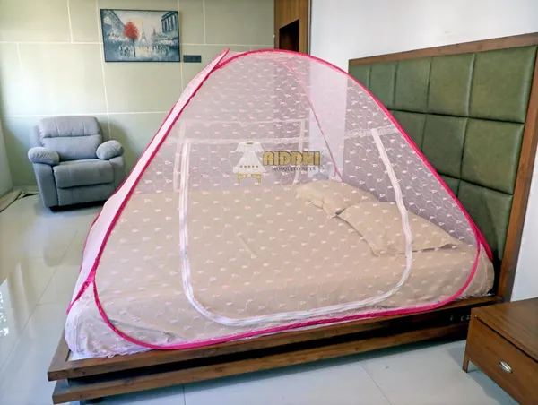Jacquard_Pop_Up_Double_Bed_Mosquito_Net_Pink