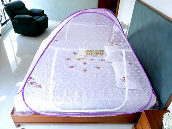Jacquard_Print_Foldable_Mosquito_Net_Tent_For_Double_Bed_Mosquito_Protection_Tent_With_Zipper_Door_Carry_Bag_Purple
