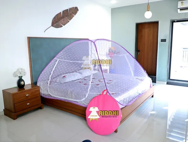 Jacquard_Print_Foldable_Mosquito_Net_Tent_For_Double_Bed_Mosquito_Protection_Tent_With_Zipper_Door_Carry_Bag_Purple