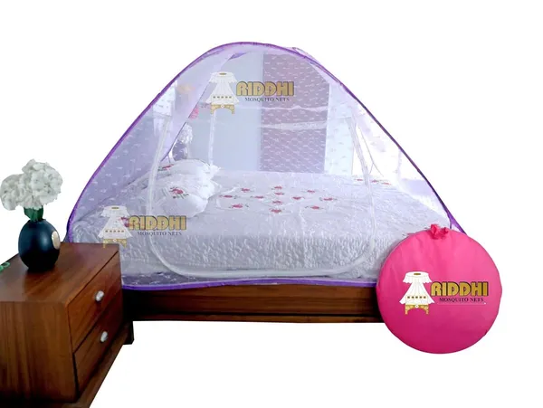 Jacquard_Print_Foldable_Mosquito_Net_Tent_For_Double_Bed_Mosquito_Protection_Tent_With_Zipper_Door_Carry_Bag_Purple