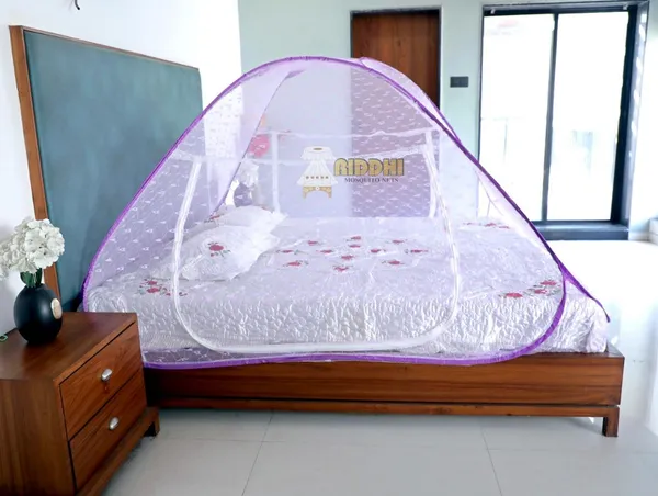 Jacquard_Print_Foldable_Mosquito_Net_Tent_For_Double_Bed_Mosquito_Protection_Tent_With_Zipper_Door_Carry_Bag_Purple