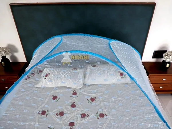 Jacquard_Mesh_Pop_Up_Double_Bed_Mosquito_Net_Light_Blue
