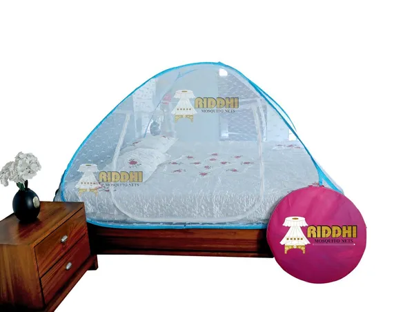 Jacquard_Mesh_Pop_Up_Double_Bed_Mosquito_Net_Light_Blue