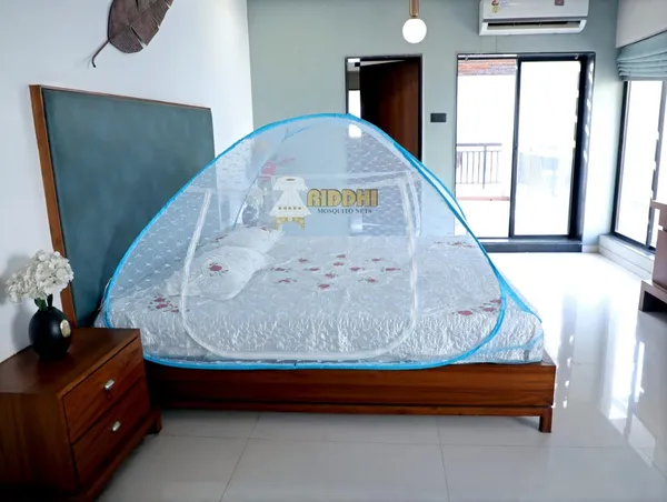 Jacquard_Mesh_Pop_Up_Double_Bed_Mosquito_Net_Light_Blue