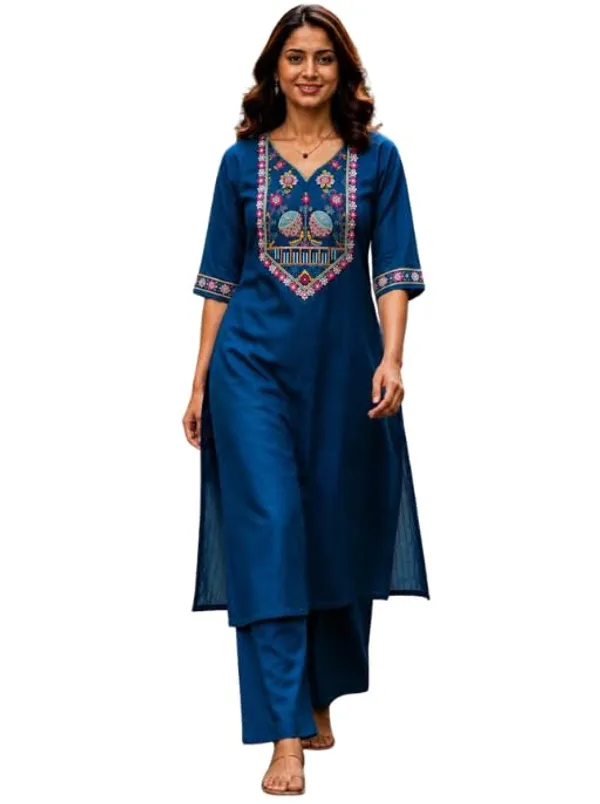 Jd_Enterprise_Women_S_Cotton_Embroidered_Kurta_With_Button_Design_Palazzo_Pant_Set_Straight_Kurti_With_Comfortable_Cotton_Palazzo_Ethnic_Wear_For_Casual