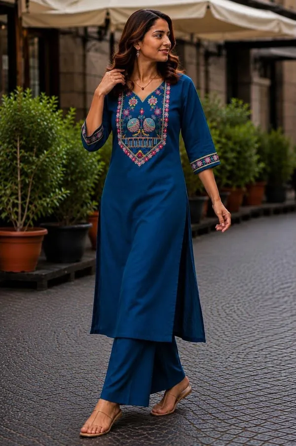 Jd_Enterprise_Women_S_Cotton_Embroidered_Kurta_With_Button_Design_Palazzo_Pant_Set_Straight_Kurti_With_Comfortable_Cotton_Palazzo_Ethnic_Wear_For_Casual