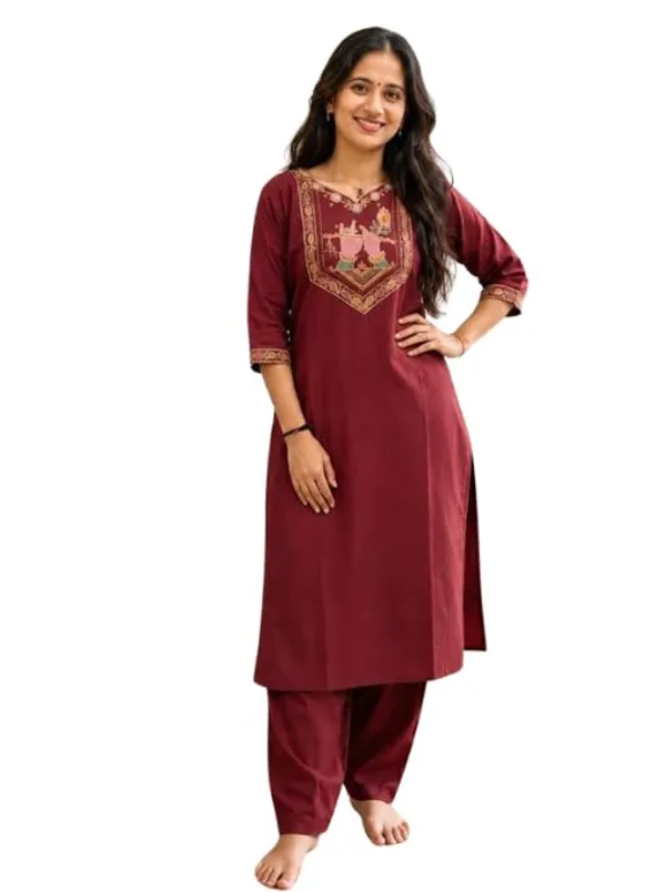 Jd_Enterprise_Bansari_Women_S_Cotton_Embroidered_Kurta_With_Button_Design_Palazzo_Pant_Set_Straight_Ethnic_Kurti_With_Palazzo_Comfortable_Daily_Office
