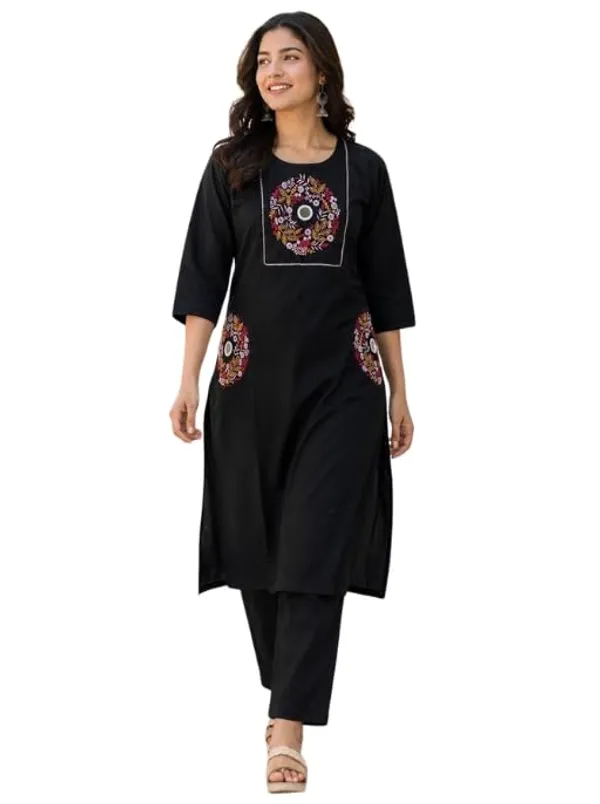 Jd_Enterprise_Women_S_Slub_Cotton_Rayon_Cotton_Embroidered_Kurti_With_Elegant_Mirror_Work_Stylish_Pocket_Design_Straight_Fit_Pant_Palazzo_Set