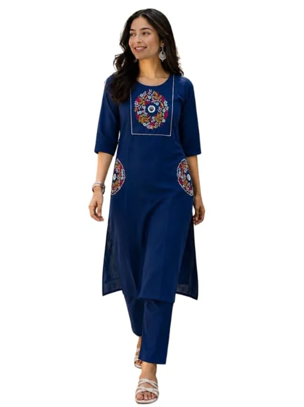 Jd_Enterprise_Women_S_Slub_Cotton_Rayon_Cotton_Embroidered_Kurti_With_Elegant_Mirror_Work_Stylish_Pocket_Design_Straight_Fit_Pant_Palazzo_Set