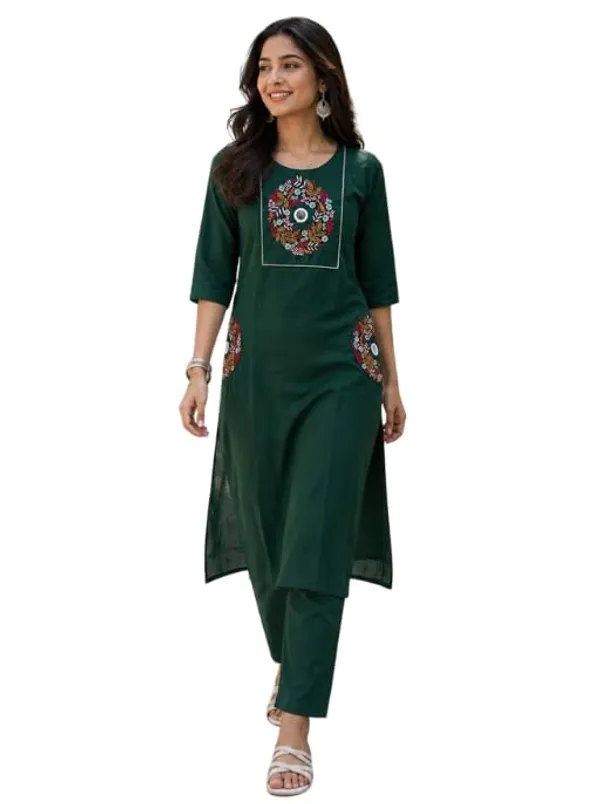 Jd_Enterprise_Women_S_Slub_Cotton_Rayon_Cotton_Embroidered_Kurti_With_Elegant_Mirror_Work_Stylish_Pocket_Design_Straight_Fit_Pant_Palazzo_Set