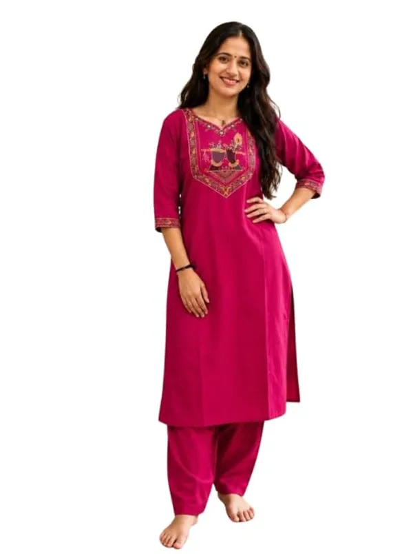 Jd_Enterprise_Bansari_Women_S_Cotton_Embroidered_Kurta_With_Button_Design_Palazzo_Pant_Set_Straight_Ethnic_Kurti_With_Palazzo_Comfortable_Daily_Office
