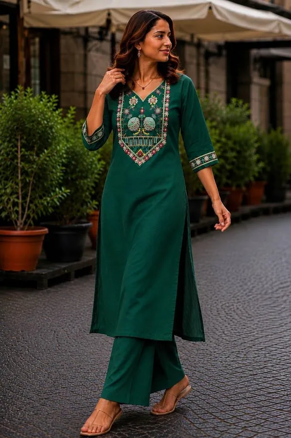 Jd_Enterprise_Women_S_Cotton_Embroidered_Kurta_With_Button_Design_Palazzo_Pant_Set_Straight_Kurti_With_Comfortable_Cotton_Palazzo_Ethnic_Wear_For_Casual
