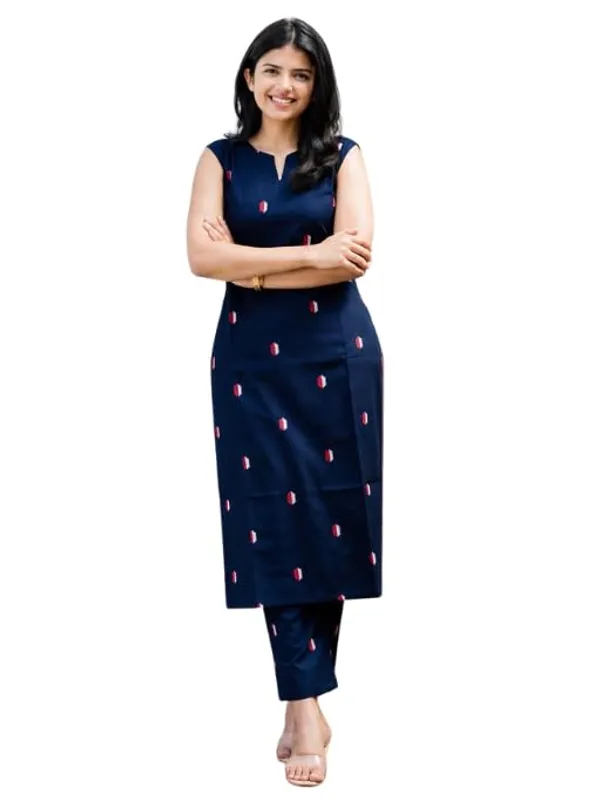 Jd_Enterprise_Women_S_Cotton_Blend_Printed_Sleeveless_Kurti_With_Pant_Set_Round_Neck_Soft_Comfortable_Ethnic_Co_Ord_Set_For_Women_Casual_Office_Daily_Wear_In_Alpha_S_Toxic_Blue