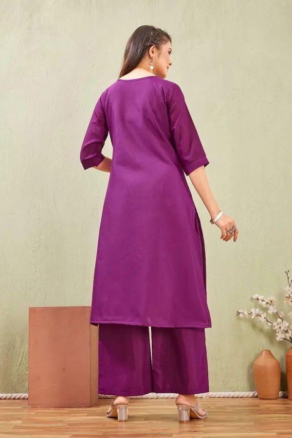 Jd_Enterprise_Women_S_Cotton_Embroidery_Work_Kurti_With_Palazzo_Set_Fully_Stitched_3_4_Sleeves_Round_Neckregular_Fit_Ethnic_Wear_For_Women_Casual_In_Alpha_S_Naliyeli_Purple