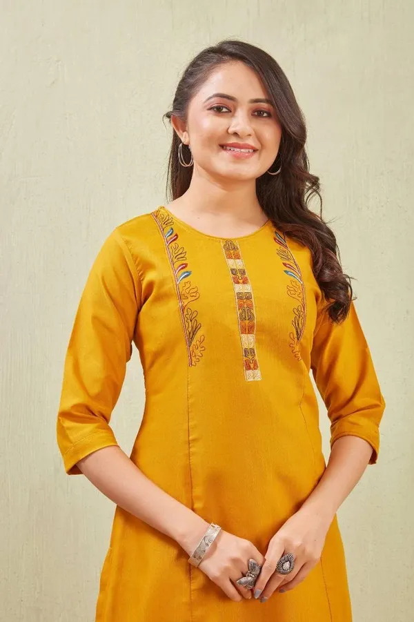 Jd_Enterprise_Women_S_Cotton_Embroidery_Work_Kurti_With_Palazzo_Set_Fully_Stitched_3_4_Sleeves_Round_Neckregular_Fit_Ethnic_Wear_For_Women_Casual_In_Alpha_2xl_Aliyeli_Yellow