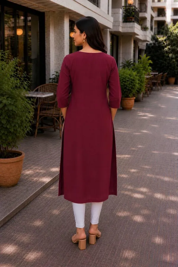 Jd_Enterprise_Women_Cotton_Embroidery_Work_3_4_Sleeve_Round_Neck_Kurti_For_Women