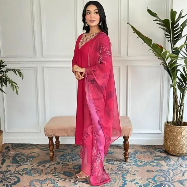 Women_S_Rayon_Slub_Kurta_Pant_Dupatta_Set_3_Piece_Ethnic_Suit_With_Chanderi_Digital_Print_Dupatta_V_Neck_3_4_Sleeve_Kurta_Set_For_Women