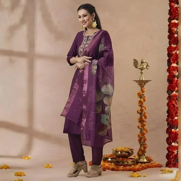 Women_S_Magic_Cotton_Kurta_Pant_Dupatta_Set_3_Piece_Ethnic_Suit_With_Chanderi_Digital_Print_Dupatta_Round_Neck_3_4_Sleeve_Kurta_Set_For_Women