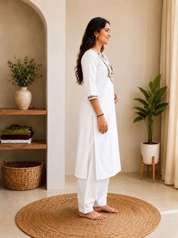 Women_S_Cotton_Straight_Kurta_With_Salwar_Set_Ethnic_Krishna_Motif_Yoke_Embroidery_Square_Neck_Three_Quarter_Sleeves_Stylish_Kurta_Salwar_Set_For_Women