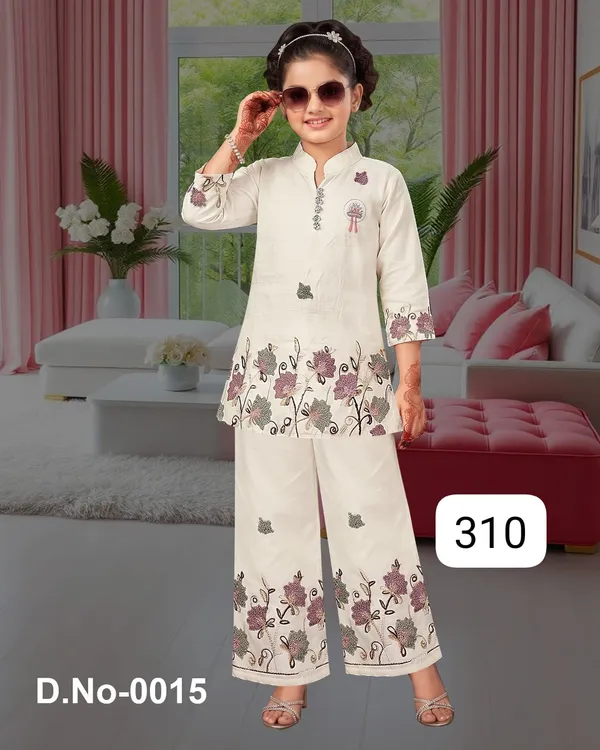 Cream_Floral_Print_Kurta_Palazzo_Set_for_Girls