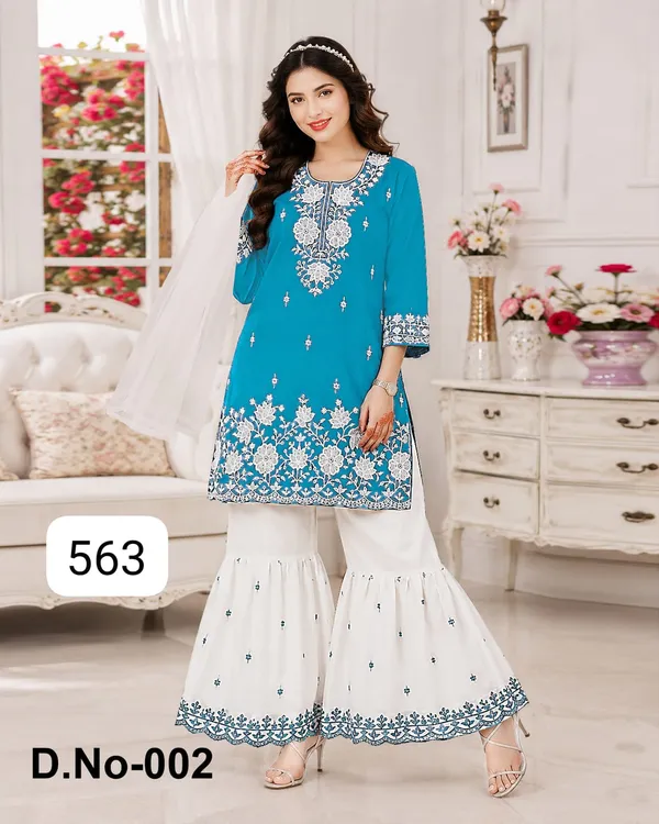 Blue_Embroidered_Kurta_Sharara_Set_for_Women