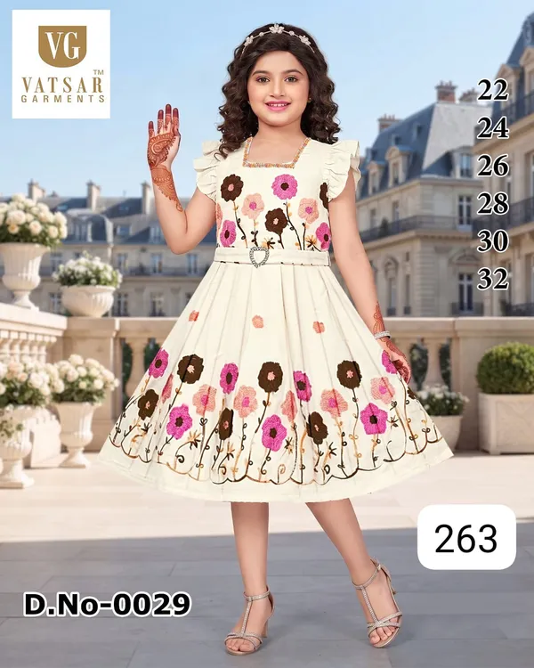 Cream_Floral_Fit_And_Flare_Dress_for_Girls