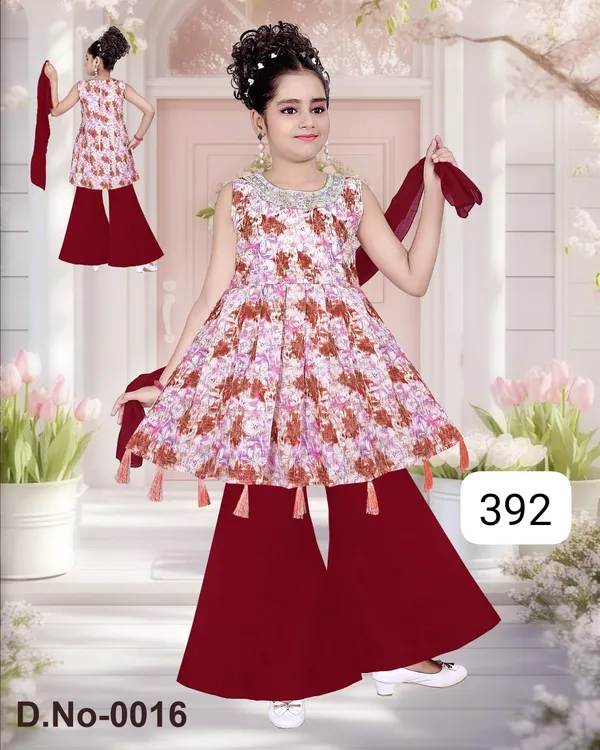 Maroon_Floral_Print_Ethnic_Dress_Set_for_Girls