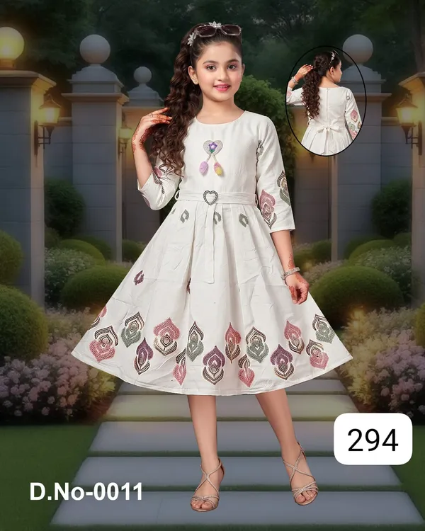 White_Printed_Flared_Dress_for_Girls