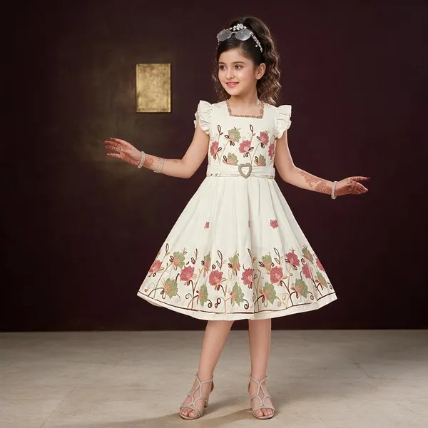 Cream_Floral_Party_Dress_For_Girls