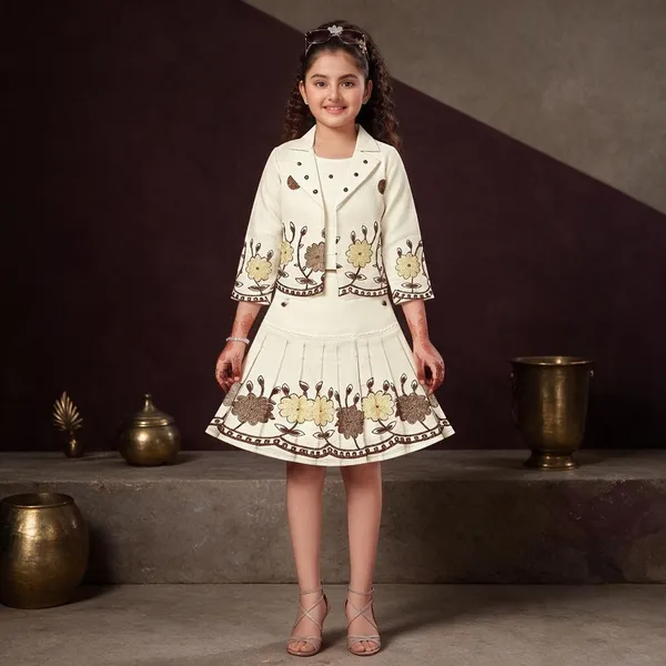 Cream_Floral_Fit_And_Flare_Dress_For_Girls